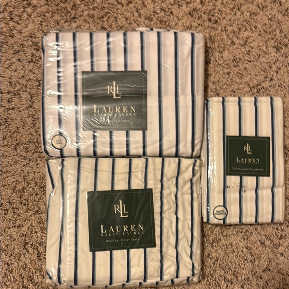 Lauren Ralph Lauren Blue and White Striped Bedding Set